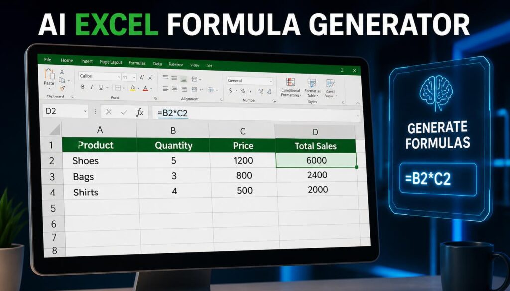 Infographic showing five uses of ChatGPT for Excel, including formulas, data analysis and dashboard design.